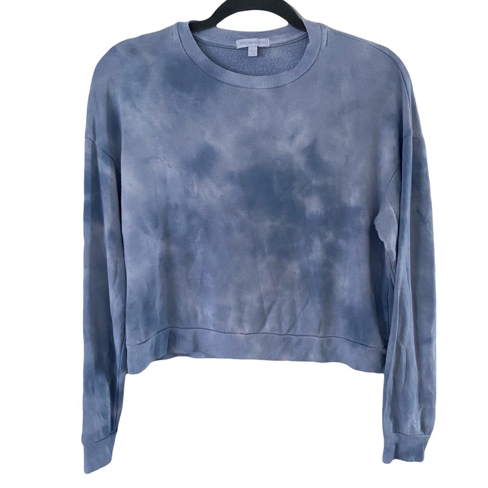 Beyond Yoga Day to Day Blue Gray Cloud Tie Dye Crewneck Sweatshirt‎ Small